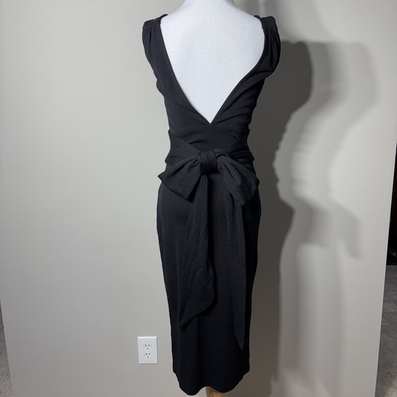 Diane Von Furstenberg Midi Dress Womens 2 Black Elegant Tie Waist Sleeveless - Picture 8 of 16